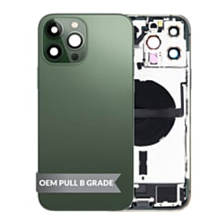 Back Housing Frame with Charging Port Flex & Small Parts for iPhone 13 Pro Max (ALPINE GREEN) (US Version) (OEM Pull B Grade)