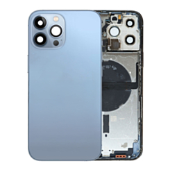 Back Housing Frame (SIERRA BLUE) (US Version) (OEM Pull B Grade) with Small Components Pre-Installed for iPhone 13 Pro Max