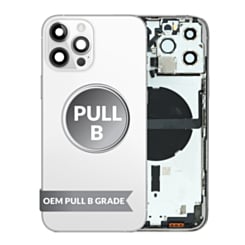 Order the Housing Frame WHITE International OEM Pull B Grade Small Parts Pre-Installed for iPhone 13 Pro Max.
