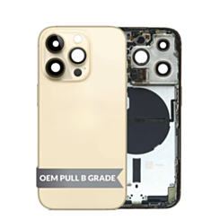 Back Housing Frame (GOLD) (US Version) (OEM Pull B Grade) with Small Components Pre-Installed for iPhone 14 Pro