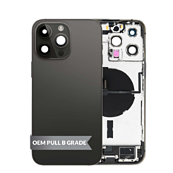Back Housing Frame with Charging Port Flex & Small Parts for iPhone 14 Pro Max (SPACE BLACK) (International) (OEM Pull B Grade)