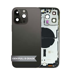 Housing Frame (SPACE BLACK) (International) (OEM Pull B Grade) Small Parts Pre-Installed for iPhone 14 Pro Max