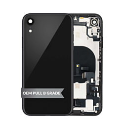 Back Housing Frame with Charging Port Flex & Small Parts for iPhone XR (BLACK) (OEM Pull B Grade)