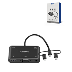 Onten 5in3 USB Adapter for L + C + M to HDMI + VGA + Bluetooth + Audio (1080P@30Hz) (Only Ground Shipping)