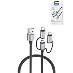 Onten 3in1 Aluminum USB A to C + M + L Charging Data Cable (3ft) (60W) (Only Ground Shipping)