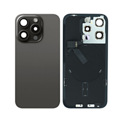 Shop the Back Glass in Black Titanium, OEM Pull A Grade, with Frame, Wireless NFC Charging Flex, and MagSafe Magnet for iPhone 15 Pro.
