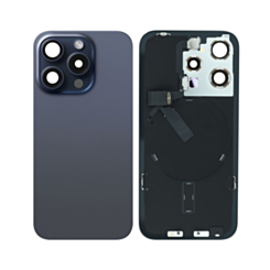 Shop the Back Glass in Blue Titanium with Frame and Wireless NFC Charging Flex and MagSafe Magnet for iPhone 15 Pro, OEM Pull B Grade.
