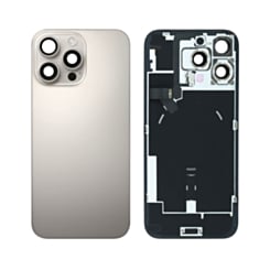 Buy the Natural Titanium Back Glass with Frame, Wireless NFC Charging Flex, and MagSafe Magnet for iPhone 16 Pro Max, OEM Pull B Grade.