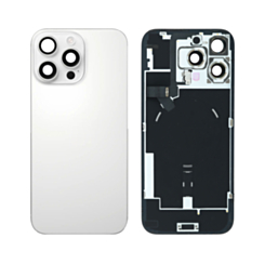 Shop the White Titanium Back Glass with Frame, Wireless NFC Charging Flex, and MagSafe Magnet for iPhone 16 Pro Max, OEM Pull B Grade.