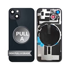 Grab the wholesale deals on the midnight OEM pull A grade back glass with frame, wireless NFC charging flex, and MagSafe magnet for iPhone 14.