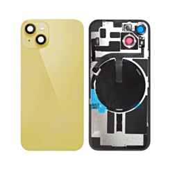 Purchase the yellow OEM pull A grade back glass with frame, wireless NFC charging flex, and MagSafe magnet for iPhone 14.

