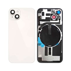 Purchase the starlight OEM pull B grade back glass with frame, wireless NFC charging flex, and MagSafe magnet for iPhone 14.

