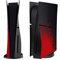 Faceplate Cover (BLACK & RED) (4 Piece Set) for PlayStation 5 Slim Disc Edition (NO LOGO) (Only Ground Shipping)