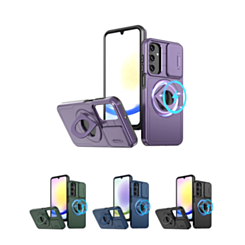 Ring Stand Case & Camera Lens Sliding Cover for Galaxy S25 Plus (Only Ground Shipping)