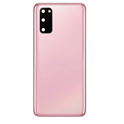 Shop the back glass with camera lens and adhesive for the Galaxy S20, no logo, in Cloud Pink.