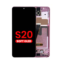 Grab wholesale deals on the OLED assembly with frame for the Galaxy S20 G980 and G981, not compatible with Verizon, in Cloud Pink, Aftermarket OLED.