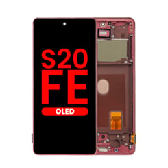 Stock up on the OLED Assembly with Frame for Galaxy S20 FE G780 in Cloud Red, Aftermarket OLED.