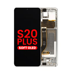 Purchase the OLED Assembly with Frame for Galaxy S20 Plus 5G G985 and G986 in Cloud White, Aftermarket OLED.