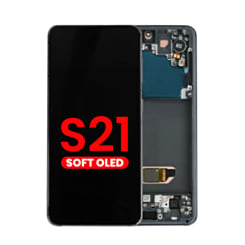 OLED Assembly with Frame for Galaxy S21 (G991) (Phantom Black) (Aftermarket Plus Soft)