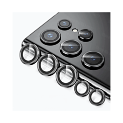 Shop the metal ring with HD tempered glass for Galaxy S22 Ultra in black.