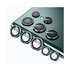 Purchase the metal ring with HD tempered glass for Galaxy S22 Ultra in green.