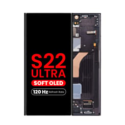 OLED Assembly with Frame for Galaxy S22 Ultra (S908) (Phantom Black) (Aftermarket Pro Soft / 120Hz)