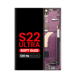 OLED Assembly with Frame for Galaxy S22 Ultra (S908) (Burgundy) (Aftermarket Pro Soft / 120Hz)