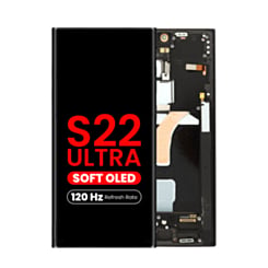 OLED Assembly with Frame for Galaxy S22 Ultra (S908) (Phantom Black) (Aftermarket Plus Soft / 120Hz)