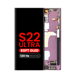 OLED Assembly with Frame for Galaxy S22 Ultra (S908) (Burgundy) (Aftermarket Plus Soft / 120Hz)