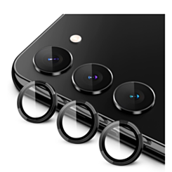 Order the metal ring with HD tempered glass for Galaxy S23 and S23 Plus in black.
