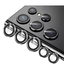 Camera Lens Protector with Metal Ring for Galaxy S23 Ultra (Black)