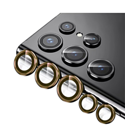 Camera Lens Protector with Metal Ring for Galaxy S23 Ultra (Gold)