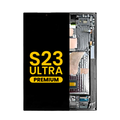 Purchase the OLED assembly with frame for Galaxy S23 Ultra S918 in phantom black. Premium quality.