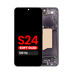 OLED Assembly with Frame for Galaxy S24 (S921) (Onyx Black) (Aftermarket Plus Soft / 120Hz)