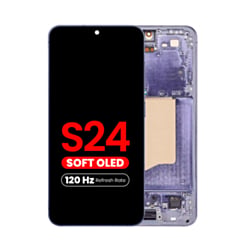 OLED Assembly with Frame for Galaxy S24 (S921) (Cobalt Violet) (Aftermarket Plus Soft / 120Hz)