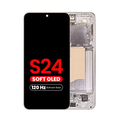 OLED Assembly with Frame for Galaxy S24 (S921) (Amber Yellow) (Aftermarket Plus Soft / 120Hz)