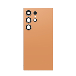 Stock up on the Back Glass with Camera Lens and Adhesive for Galaxy S24 Ultra, no logo, in titanium orange.
