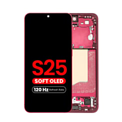 OLED Assembly with Frame for Galaxy S25 (S931) (Coral Red) (Aftermarket Plus Soft / 120Hz)
