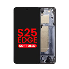 OLED Assembly with Frame for Galaxy S25 Edge (S937) (Titanium Jet Black) (Aftermarket Plus Soft)