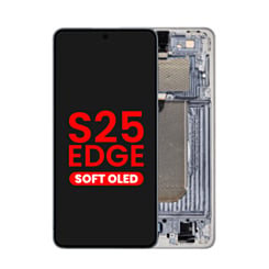 OLED Assembly with Frame for Galaxy S25 Edge (S937) (Titanium Silver) (Aftermarket Plus Soft)