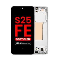 OLED Assembly with Frame for Galaxy S25 FE (S731) (White) (Aftermarket Plus Soft / 120Hz)