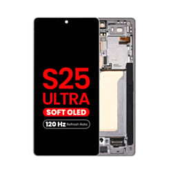 OLED Assembly with Frame for Galaxy S25 Ultra (S938) (Titanium White Silver) (Aftermarket Plus Soft / 120Hz)
