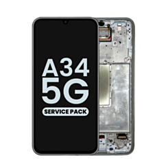 Stock up on the OLED Assembly with Frame for Galaxy A34 5G A346 2023 in Awesome Silver, Service Pack.