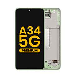 Stock up on the OLED Assembly with Frame for Galaxy A34 5G A346 2023 in Awesome Lime, Premium.
