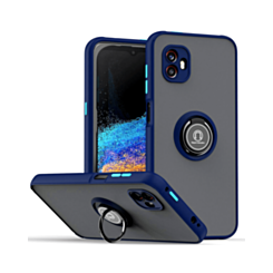 Galaxy X Cover 6 Pro Hard PC Rear / Soft TPU Colorful Border Case with I-ring Holder - BLUE (Only Ground Shipping)