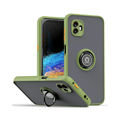Galaxy X Cover 6 Pro Hard PC Rear / Soft TPU Colorful Border Case with I-ring Holder - GREEN (Only Ground Shipping)