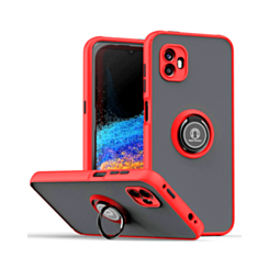 Galaxy X Cover 6 Pro Hard PC Rear Soft TPU Colorful Border Case with I-ring Holder - RED (Only Ground Shipping)