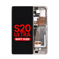 Grab wholesale deals on the OLED Assembly with Frame for Galaxy S20 Ultra G988, Cloud White, Aftermarket OLED.