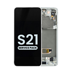 Stock up on the OLED Assembly with Frame for Galaxy S21 G991 in Phantom White, Service Pack.