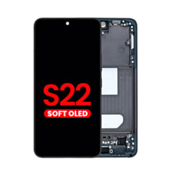 OLED Assembly with Frame for Galaxy S22 (S901) (Phantom Black) (Aftermarket Plus Soft)